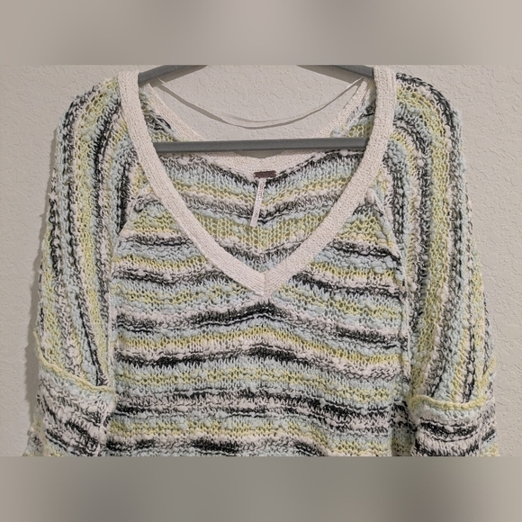 Free People Colorful Slouchy Open-Knit Sweater Winter Holidays Layering - Picture 6 of 10